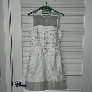 French Connection White Mini Dress with Sheer Detail